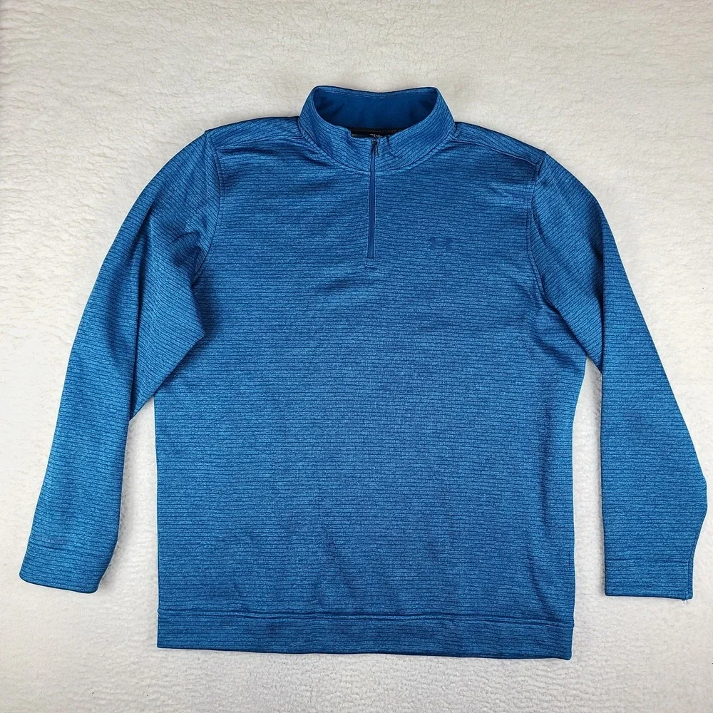 Under Armour Storm Sweater Mens 3XLT 3XL Tall Blue Striped Performance Tech Golf